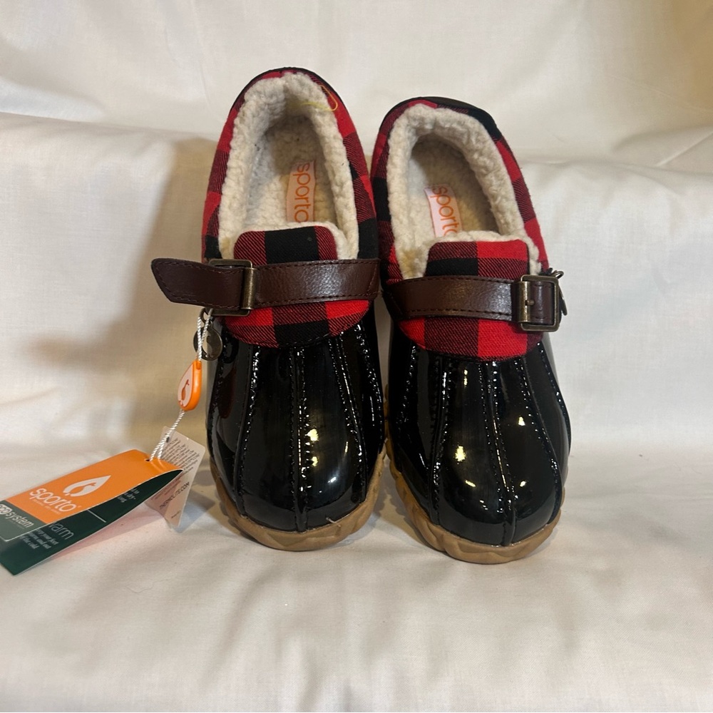 flat flannel print shoes